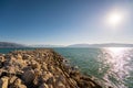 Small beach on beautiful summer Adriatic Sea Vlore coast, Albania. Royalty Free Stock Photo