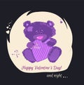 A small bear is a toy. Valentine`s Day is a holiday letter