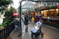 Christmas fair, people have fun on small Christmas market in Ratingen, Germany.