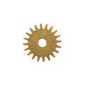 small beautiful golden mechanical gear isolated on white background