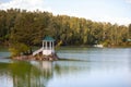 A small beautiful island on Lake Aya in the Altai Territory