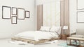 Small bed room interior design wall mockup Royalty Free Stock Photo