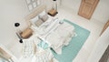 Small, modern sleeping room interior design in scandinavian style Royalty Free Stock Photo