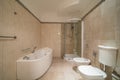 Small beige bathroom Royalty Free Stock Photo