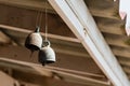 Small bell hanging under the temple roof in Wat Hong Thong Chachoengsao, Thailand. Royalty Free Stock Photo