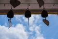 3 small bell in the temple sounded in the wind. Royalty Free Stock Photo