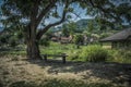 A small bench in a countryside