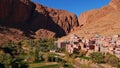 Small Berber village located in a green oasis valley near Tinghir, Morocco in the south of Atlas Mountains. Royalty Free Stock Photo