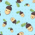 The small and big emoji acorns, seamless pattern Royalty Free Stock Photo