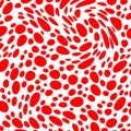 Small And Big Red Curve Polka Dots, White Background, Seamless Background. Royalty Free Stock Photo