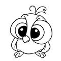 Small bird chick big eyes canary character animal illustration cartoon coloring