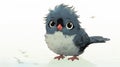 Anime-inspired Bird Cub Illustration On Beach