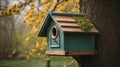 Small bird house on a tree in the spring Royalty Free Stock Photo