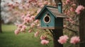 Small bird house on a tree in the spring Royalty Free Stock Photo