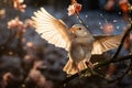 A small bird landing on a branch Royalty Free Stock Photo