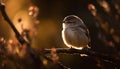 Small bird perching on twig, yellow beauty generated by AI