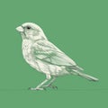 Minimalist Sparrow Illustration On Green Background