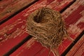 Birds nest that fell from a porch covering Royalty Free Stock Photo