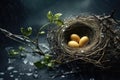 a small birds nest in stormy weather Royalty Free Stock Photo