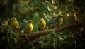 Small birds perching on branch generated by AI