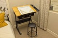 Small Black Drafting Table In Bedroom Corner