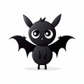 Cute Cartoon Bat Face With Big Eyes - Vector Illustration