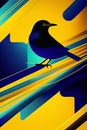 small black bird on a bright background Royalty Free Stock Photo
