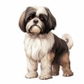 Realistic Shih Tzu Dog Illustration On White Background