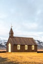 BÃºÃ°ir Black Church at Sunset Royalty Free Stock Photo