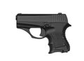 A small black modern pistol for concealed carrying isolate on a white background