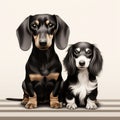 Whimsical Dachshund Dog Illustrations In Hyper-realistic Style