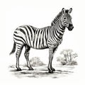 Highly Detailed Zebra Illustration In Natural Environment