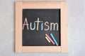 Chalkboard with word Autism on light background Royalty Free Stock Photo