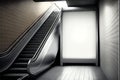 Small blank billboard mockup at escalator at subway station Royalty Free Stock Photo