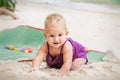 Small blonde baby girl crawling Royalty Free Stock Photo