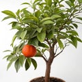 Small Blood Orange Tree with Blood Orange on White Background Royalty Free Stock Photo