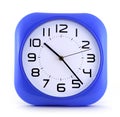 Small blue alarm clock isolated on white background Royalty Free Stock Photo