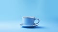 Blue Cup With Saucer On A Spaced Out Blue Background Royalty Free Stock Photo