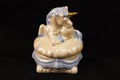 Small blue and gold ceramic unicorn jewelry box