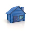 Small blue house icon 3d illustration