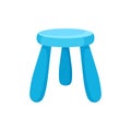Small blue kid chair with round seat. Furniture for kindergarten or children room. Interior object. Flat vector icon Royalty Free Stock Photo