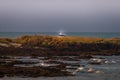 The blue fishing boat and the threatening sky Royalty Free Stock Photo