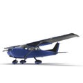 Small blue propeller airplane isolated on white. 3D illustration Royalty Free Stock Photo