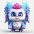High-quality 3d Model Of A Cute Blue-haired Owl Royalty Free Stock Photo