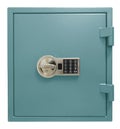 Small blue safe box isolated with clipping path included