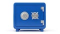 A small blue security safe with combination dial and handle, rendered on a white background Royalty Free Stock Photo