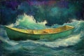 Small Boat in a Stormy Sea Royalty Free Stock Photo