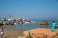 A small boat carrying people and vehicles no larger than a motorcycle, Connecting Gokarna and Kumt