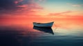 Small Boat Floating on Large Body of Water Royalty Free Stock Photo