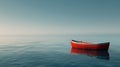 A small boat floating in the middle of a large body of water, AI Royalty Free Stock Photo